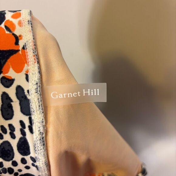 Garnet Hill Black with Orange Spot Print Swimsuit Skort 10 - Picture 4 of 5